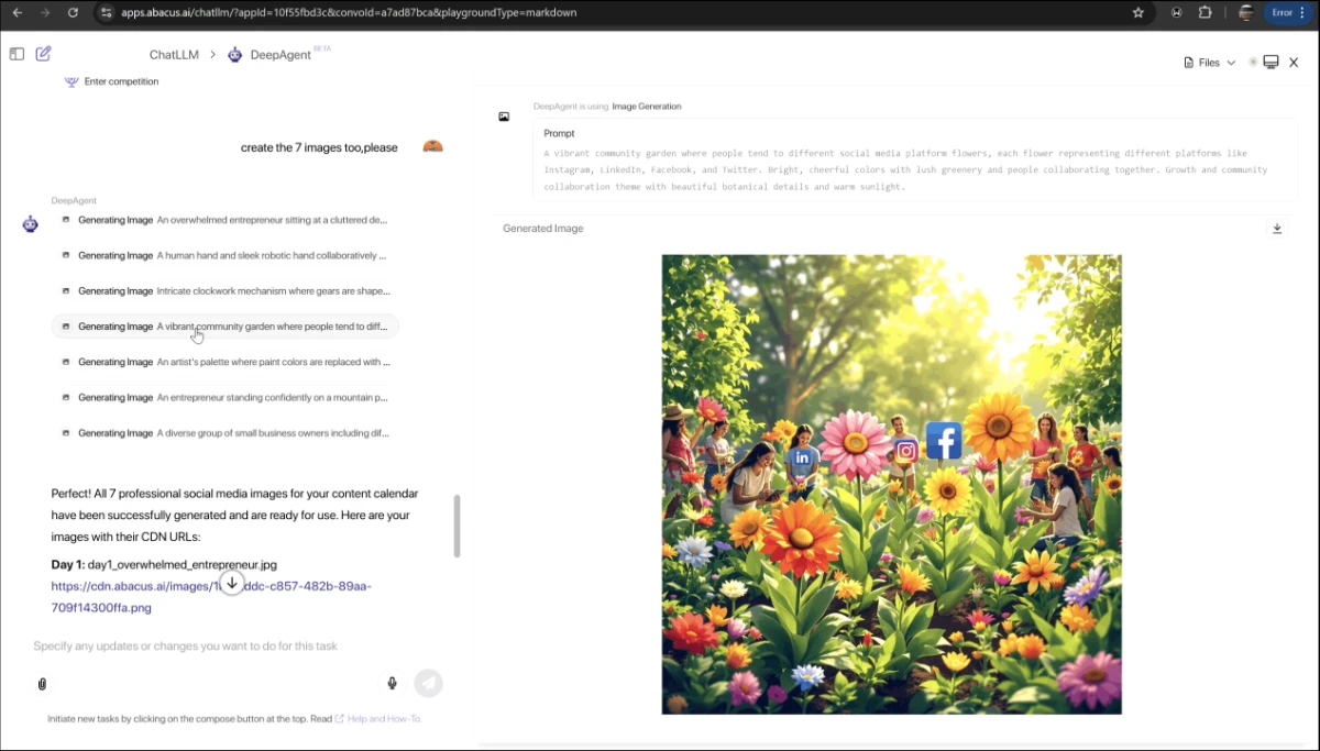 Abacus AI Review 2025 image generation panel with aspect ratio, guidance scale, and seed settings.